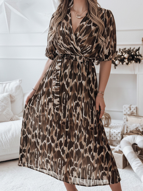 Ena velikost ANIMALIA midi rjava obleka Dstreet EY2552