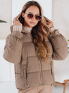 Ženska prešita zimska jakna s kapuco v kamelji barvi Dstreet TY5063