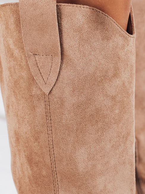 Ženski kavbojski škornji iz semiša, bež Dstreet ZY1203