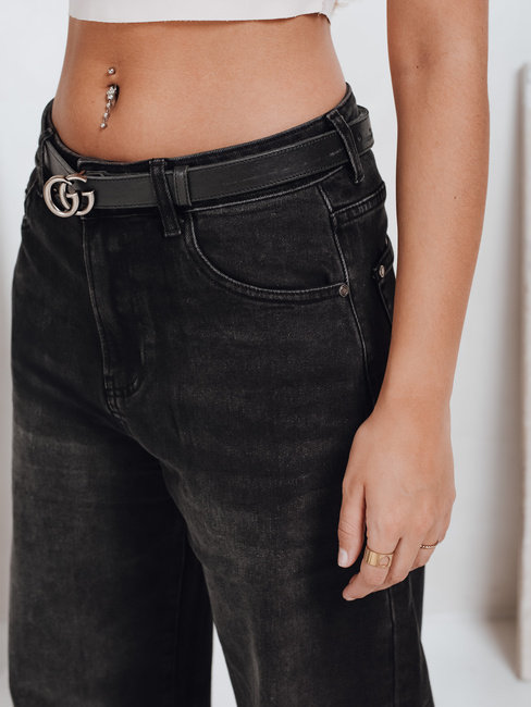 Ženske kavbojke balonastega kroja črne barve Dstreet UY2741