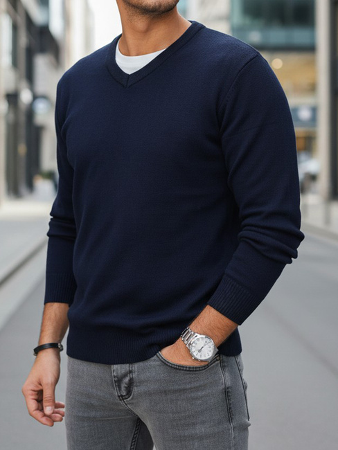 Moški temno modri pulover z vratom Dstreet WX2315