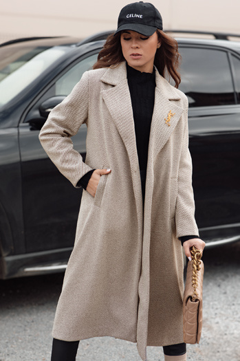 Ženski prevelik plašč MANTOVA dolg svetlo rjav Dstreet NY0741