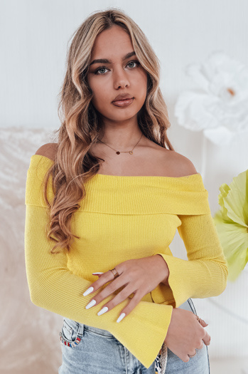 Ženski pulover ene velikosti z odprtimi rameni SHOWIT yellow Dstreet MY2425