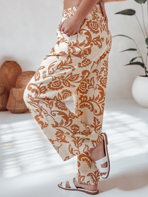 Ženske cvetlične hlače s širokimi hlačami LOVEGARDEN camel Dstreet UY2657