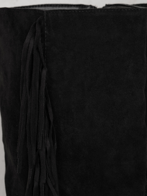 Ženski semiš črni škornji Dstreet ZY1337