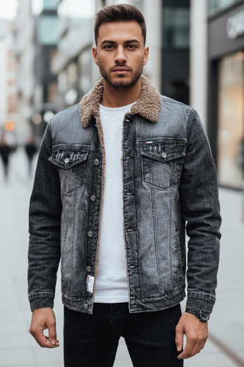 Moška izolirana jeans jakna črna Dstreet TX4725z