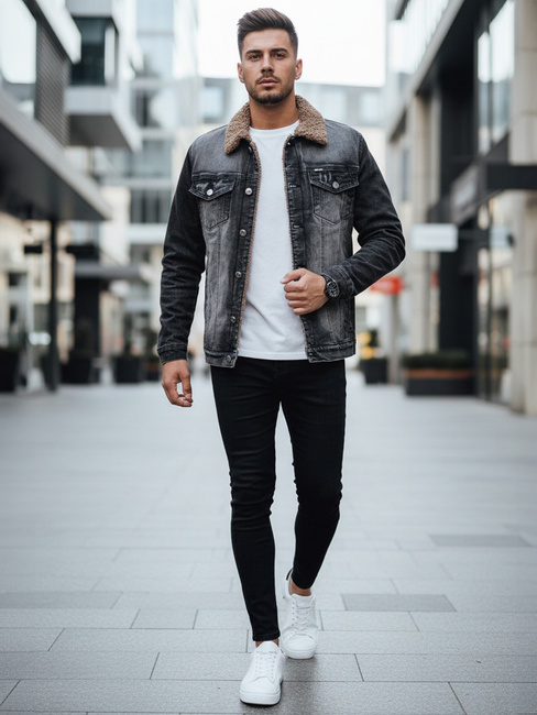 Moška izolirana jeans jakna črna Dstreet TX4725z