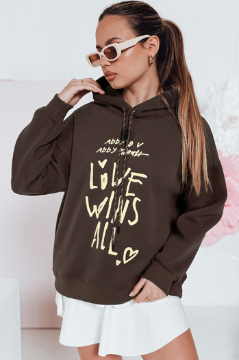 Ženska prevelika majica s kapuco LOVEWILL rjava Dstreet BY1470