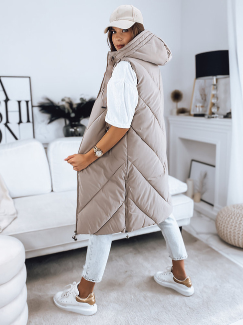 Ženski brezrokavnik ZIPIS bež Dstreet TY3216