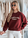 Ženska bluza prevelike velikosti s potiskom COOKIES v bordo barvi Dstreet BY1445