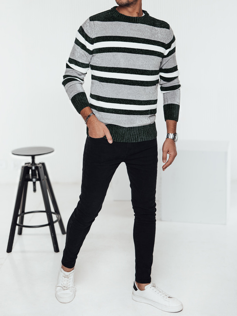 Moški črtast siv pulover Dstreet WX2262