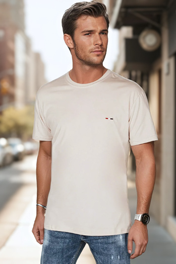 Moška majica z vezenino v barvi kapučina Dstreet RX5638