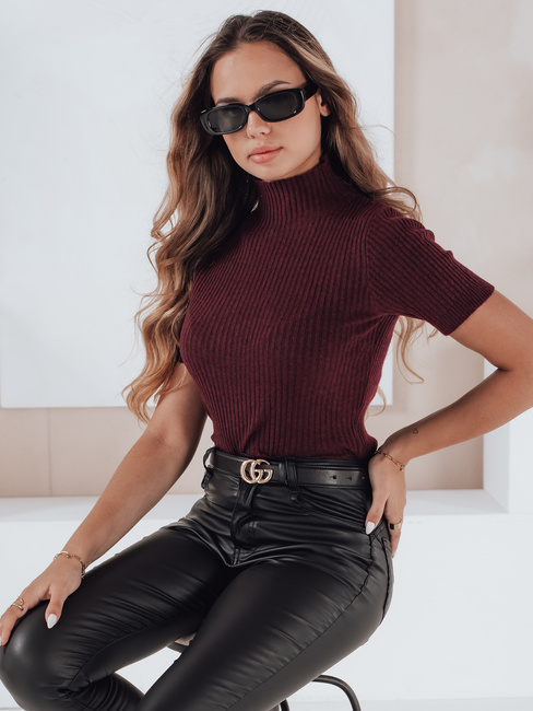 Ženski pulover s kratkimi rokavi GIRLGLORY burgundska Dstreet MY2556