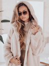 Ženski krznen plašč HELLOCHIC long beige Dstreet TY4987