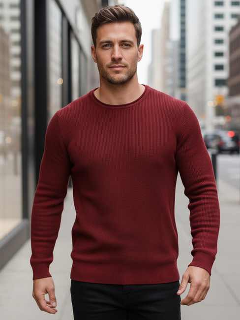 Moški pulover v bordo barvi WX2295
