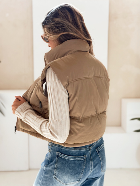 Ženski prešiti telovnik temno bež barve Dstreet TY5196