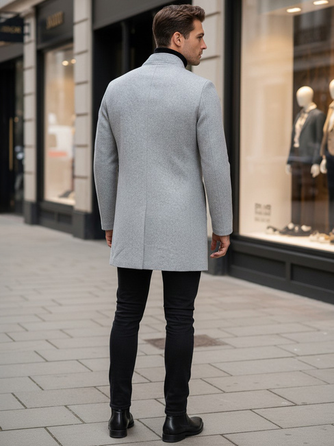 Moški plašč z enim zapenjanjem Barva siva DSTREET CX0428