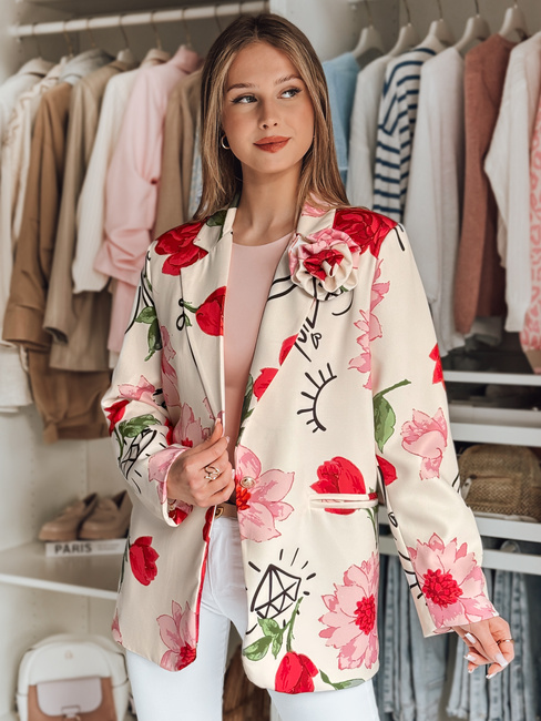 Ženska prevelika cvetlična jakna PETALISSA light beige Dstreet PY0124