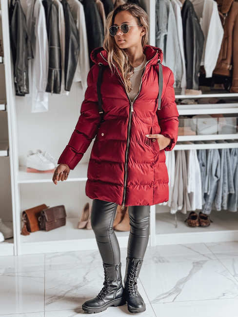 Ženska zimska jakna s kapuco GABRIELLE maroon Dstreet TY4920