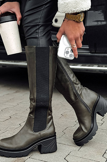 FERRINI ženski dolgi zeleni škornji Dstreet ZY0534