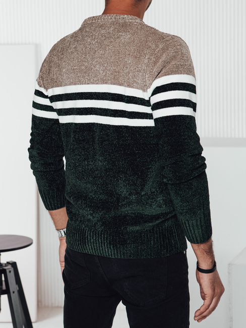 Moški črtast zelen pulover Dstreet WX2231