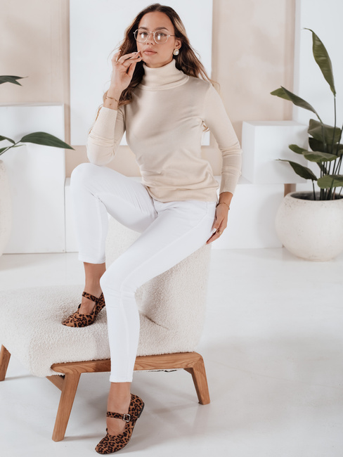 Ženski pulover z rolojem VANORIA krem Dstreet MY2487