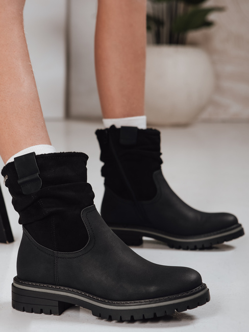 Ženski semiš škornji črni Dstreet ZY1277