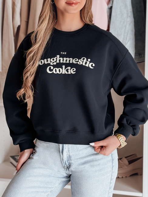 Ženska bluza prevelike velikosti s potiskom COOKIES mornarsko modra Dstreet BY1447