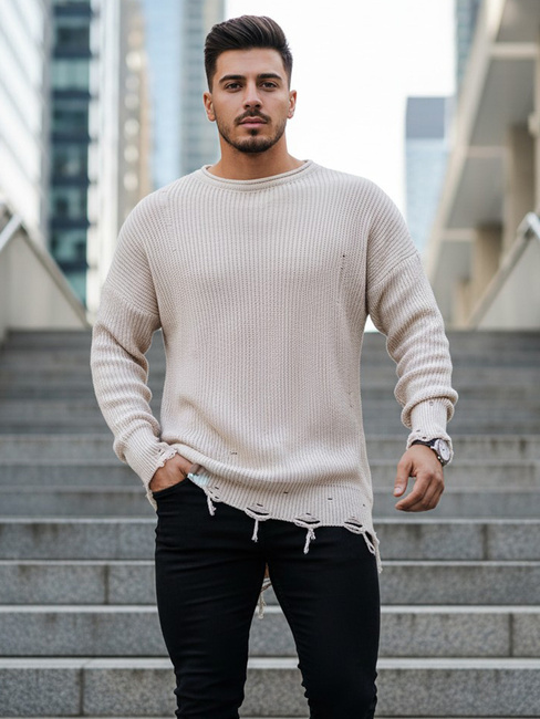 Moški zimski pulover Barva Bež DSTREET WX1965