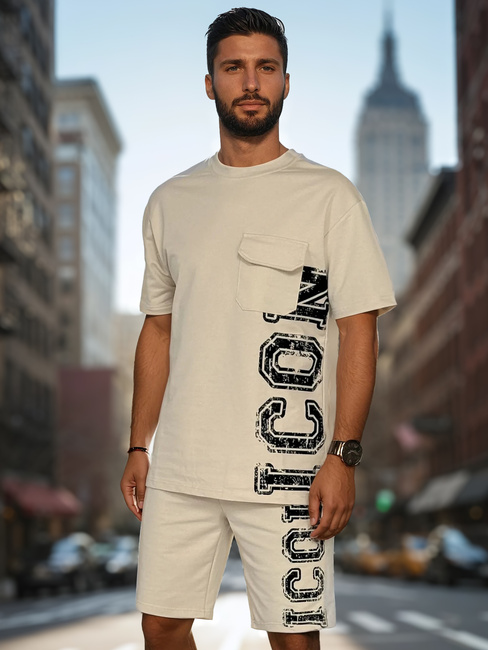 Moški kaki komplet s potiskom Dstreet AX0801