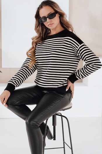 Ženski črtasti pulover ELVARA black Dstreet MY2524