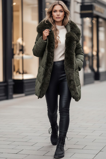 Ženska zimska jakna MORISIO dolga prešita s kapuco zelena Dstreet TY4671z