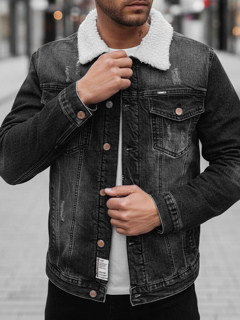 Ocieplana kurtka męska jeansowa szara Dstreet TX4728z