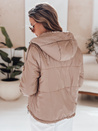 Ženska prešita jakna s kapuco ARON camel Dstreet TY4398