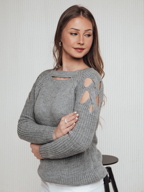 Ženski pulover SLITARIA svetlo sive barve Dstreet MY2394
