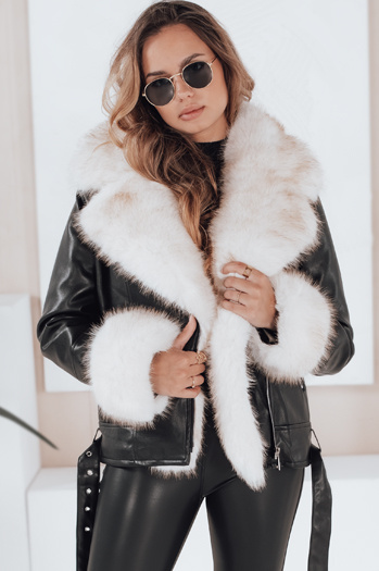 Ženska jakna ramones s krznom črna Dstreet TY5122