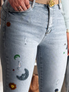 Ženske jeans hlače z vezenino MOONAIR modre Dstreet UY2453