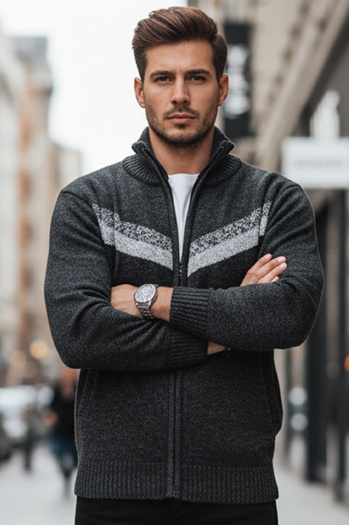 Moški pulover brez gumbov temno sive barve Dstreet WX2260z