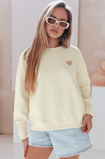 Ženska bluza prevelike velikosti s srčki LOVELISA ecru Dstreet BY1520