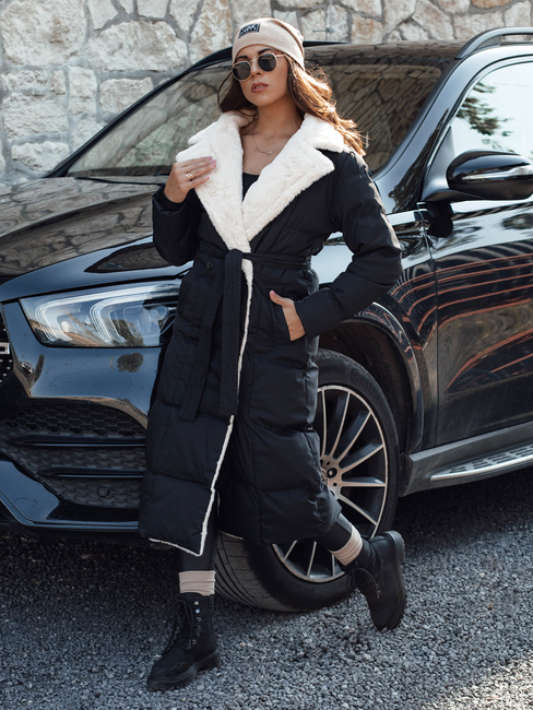 Ženska zimska bunda BALLMODA dolga s krznom črna Dstreet TY4586
