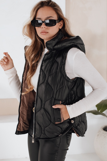 Ženski prešiti telovnik s kapuco MISSVEST black Dstreet TY5022