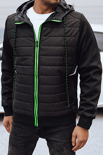 Moška prehodna prešita jakna s kapuco črna Dstreet TX4920