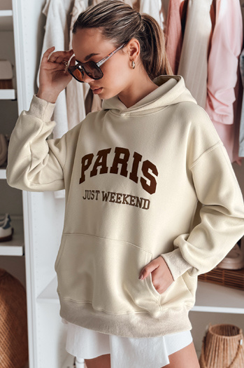 Ženska majica s kapuco PARISSIA beige Dstreet BY1457