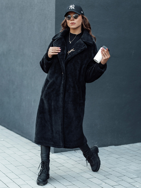 Ženski zimski plašč GLAMFUR dolg krznen plašč black Dstreet TY4697