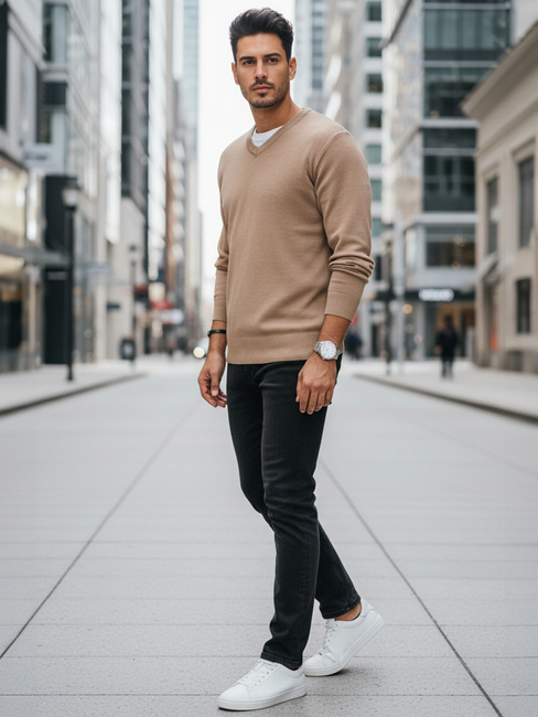 Moški pulover Dstreet s kameljo ličnico WX2318