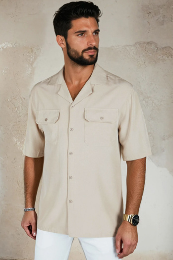 Moška bež majica s kratkimi rokavi Dstreet KX1087