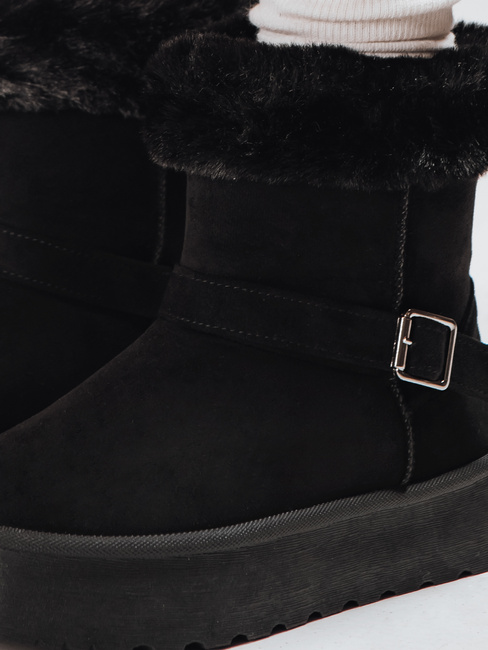Ženski semiš snežni škornji s krznom črni Dstreet ZY1273
