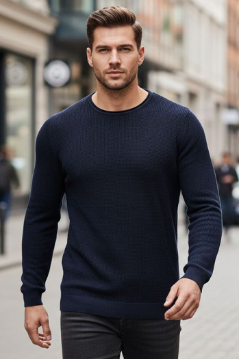 Moški pulover v mornarsko modri barvi WX2294z