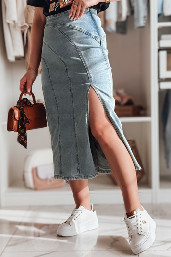 Midi krilo iz džinsa z razporkom MORETES blue Dstreet CY0481