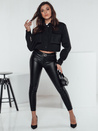 Ženske hlače iz voskanega usnja WAXSTEP black Dstreet UY2318